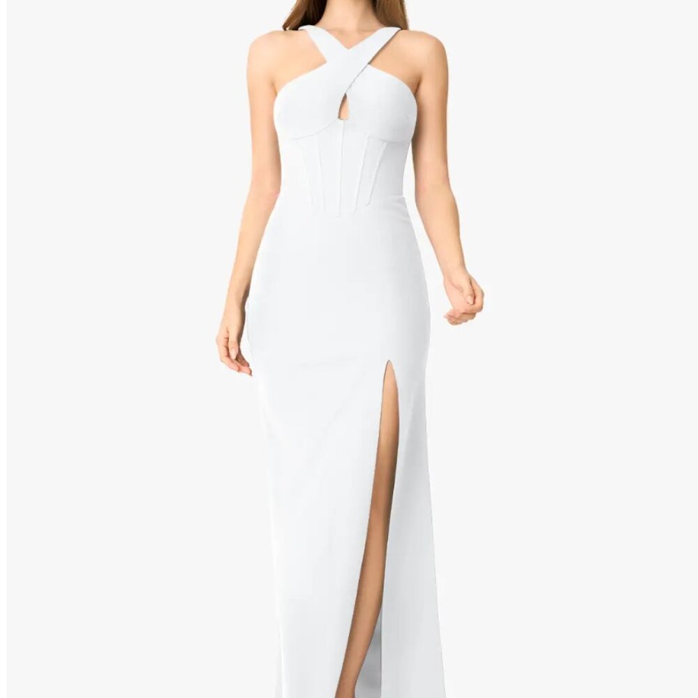 Azazie White Corset Maxi Dress